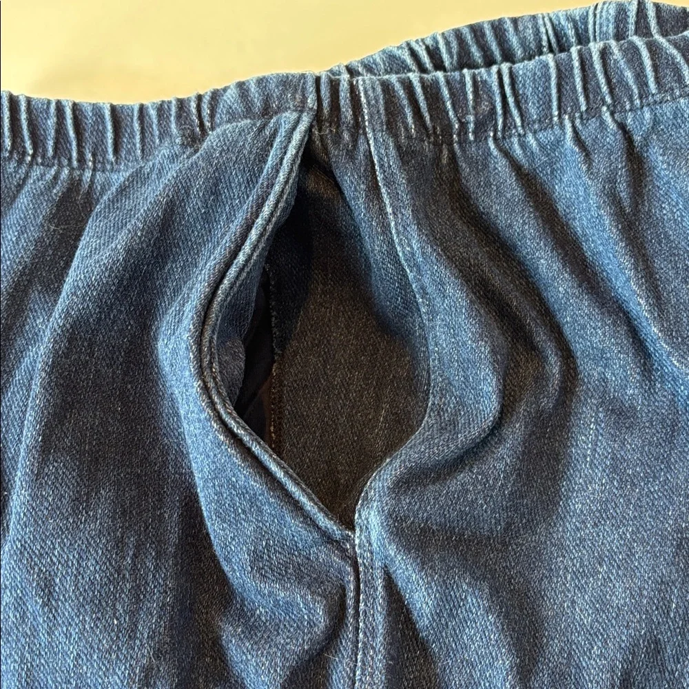 Lands’ End Pull-On Denim Pants Women’s Size M 10–12 Elastic Waist Straight Leg - Picture 7 of 7